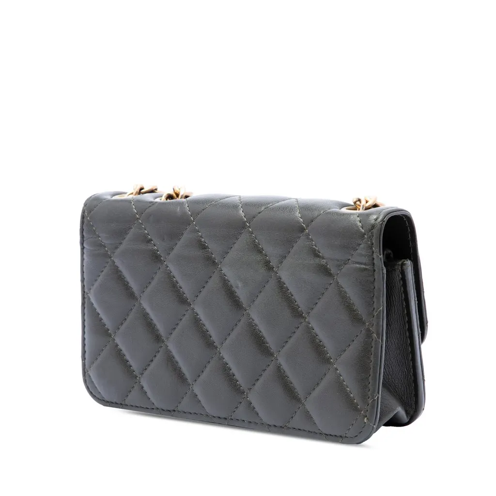 Chanel CC Quilted Lambskin Pillow Crush Flap Phone Holder with Chain MultiColor Leather Very good - Back View