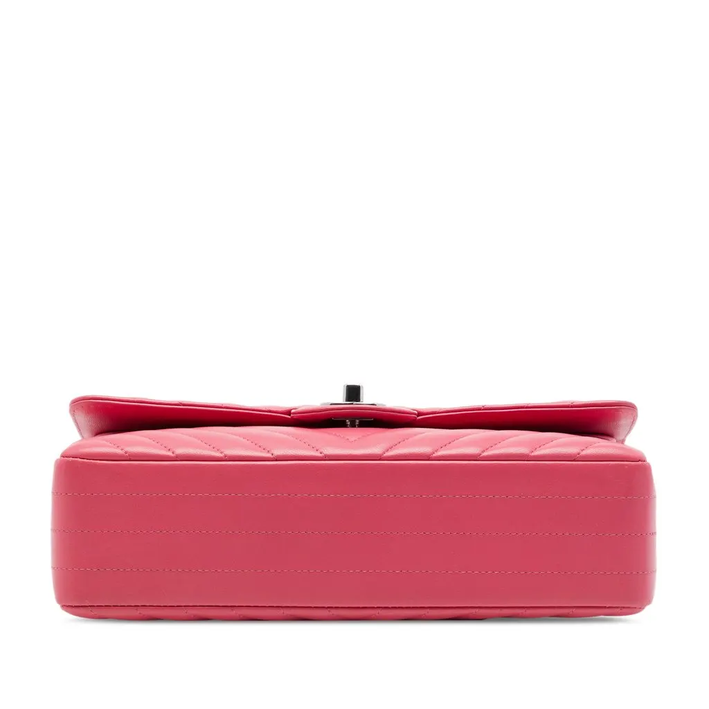 Chanel Medium Classic Chevron Lambskin Double Flap Pink Leather Very good - Inside View