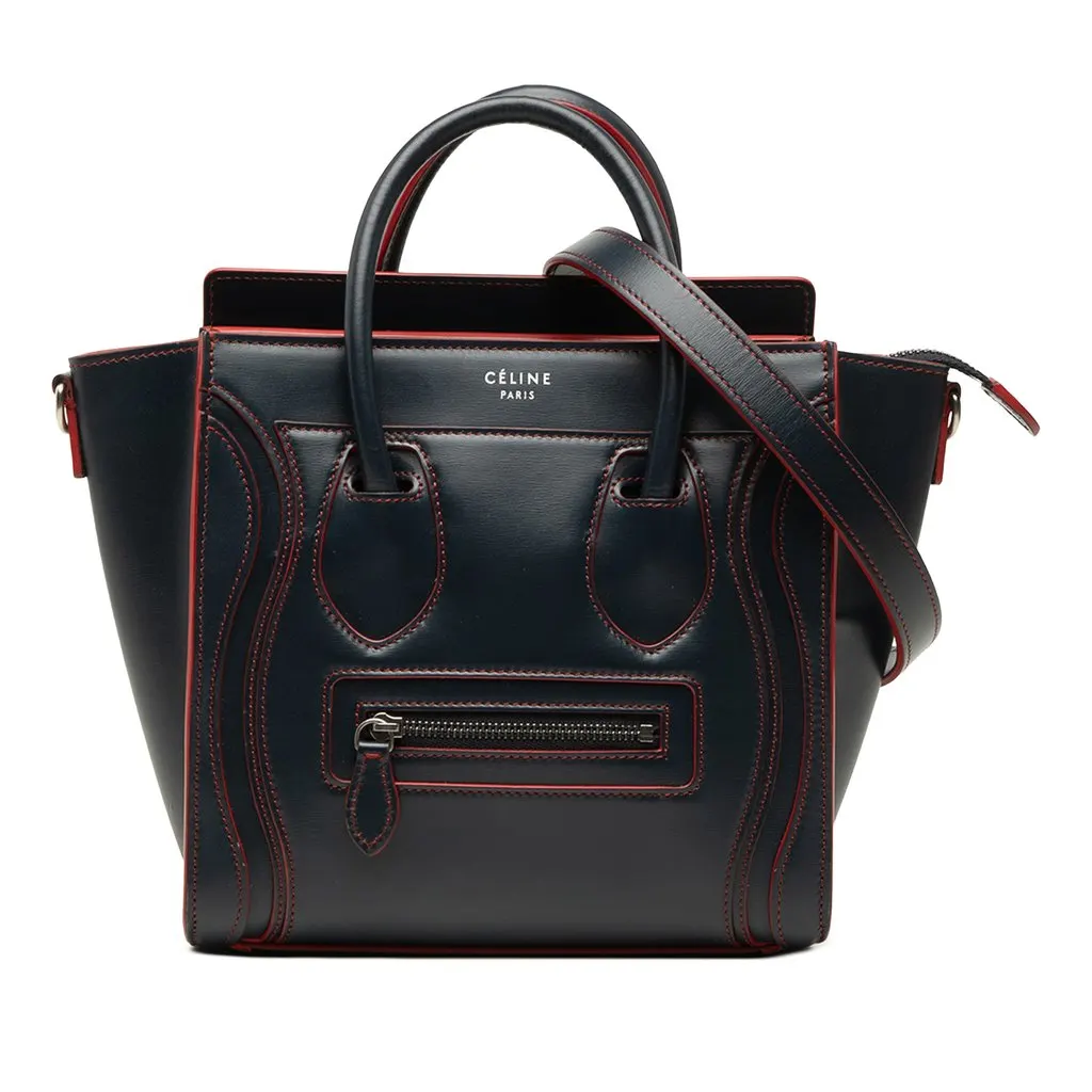 Celine Nano Bicolor Smooth Calfskin Luggage Tote Blue Leather Very good - Front View