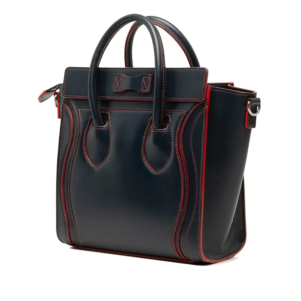 Celine Nano Bicolor Smooth Calfskin Luggage Tote Blue Leather Very good - Back View