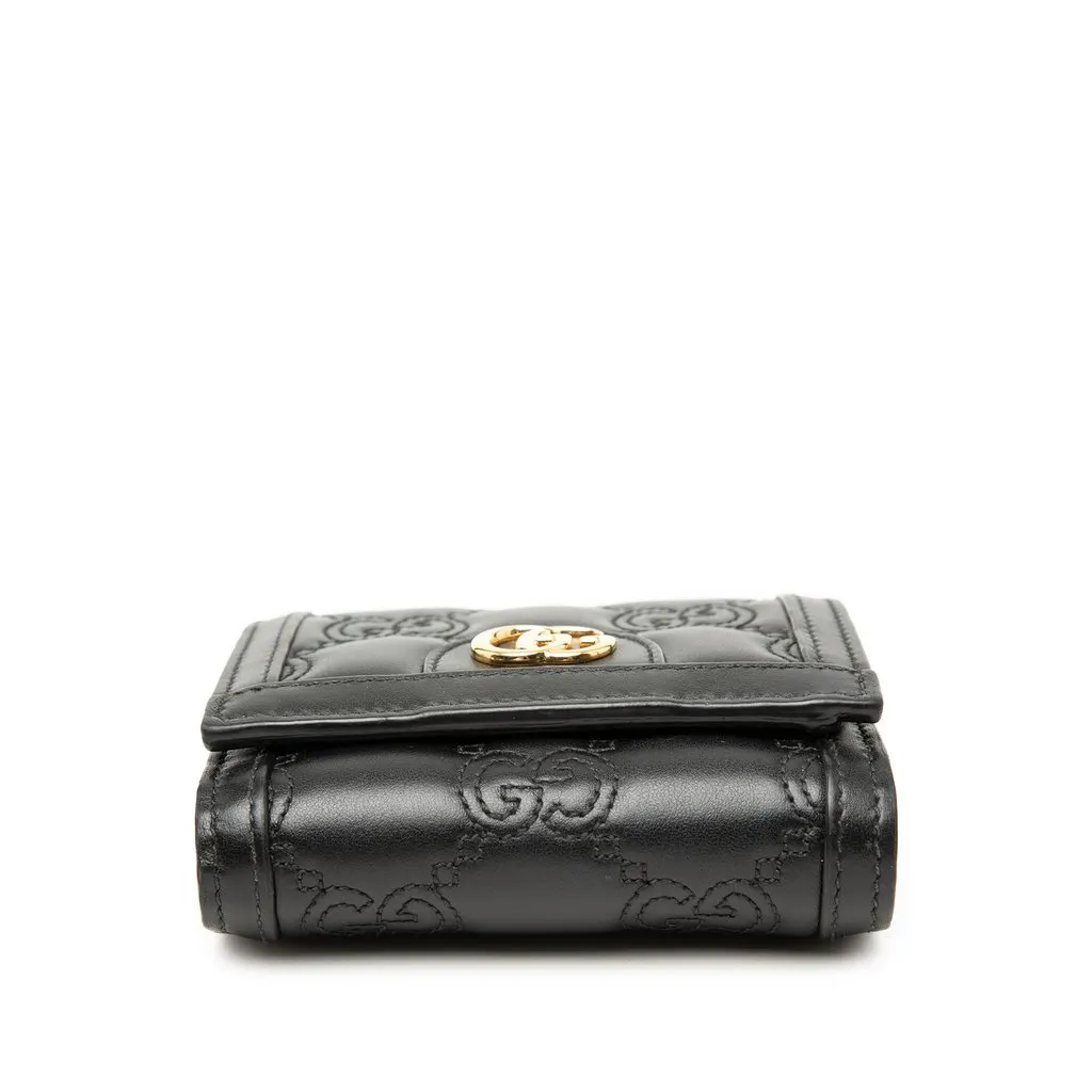 Gucci GG Matelasse Calfskin Card Case Wallet Black Leather Very good - Inside View