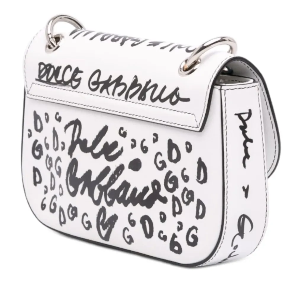 Dolce & Gabbana Small Calfskin Millenial Graffiti Crossbody White Leather Very good - Back View