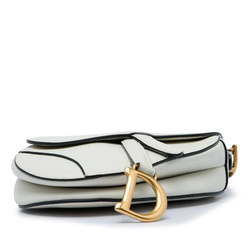 Dior Mini Grained Calfskin Saddle Bag White Leather Very good - Inside View