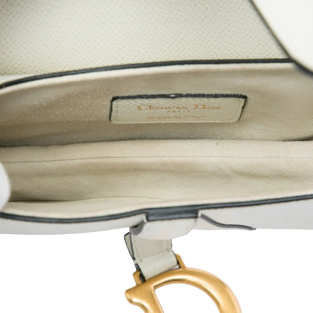 Dior Mini Grained Calfskin Saddle Bag White Leather Very good - Model View