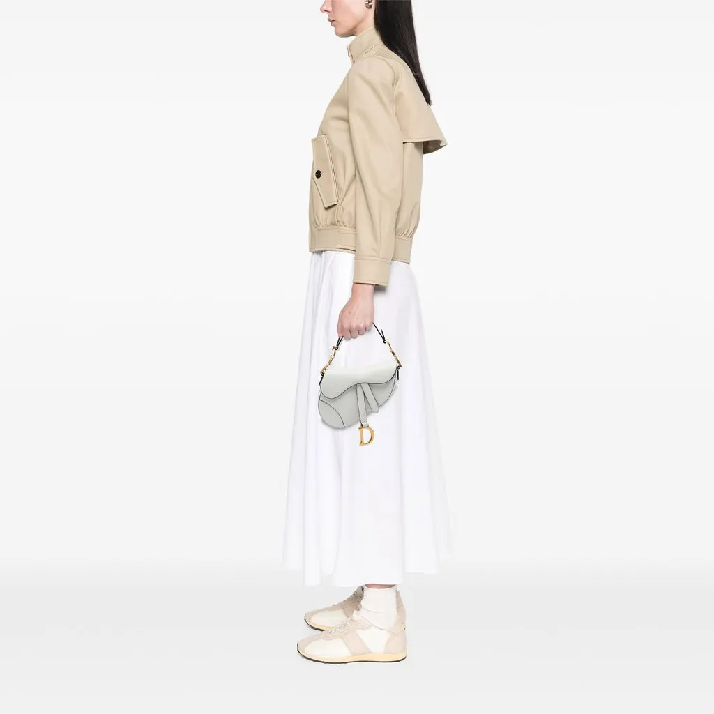 Dior Mini Grained Calfskin Saddle Bag White Leather Very good - Box View