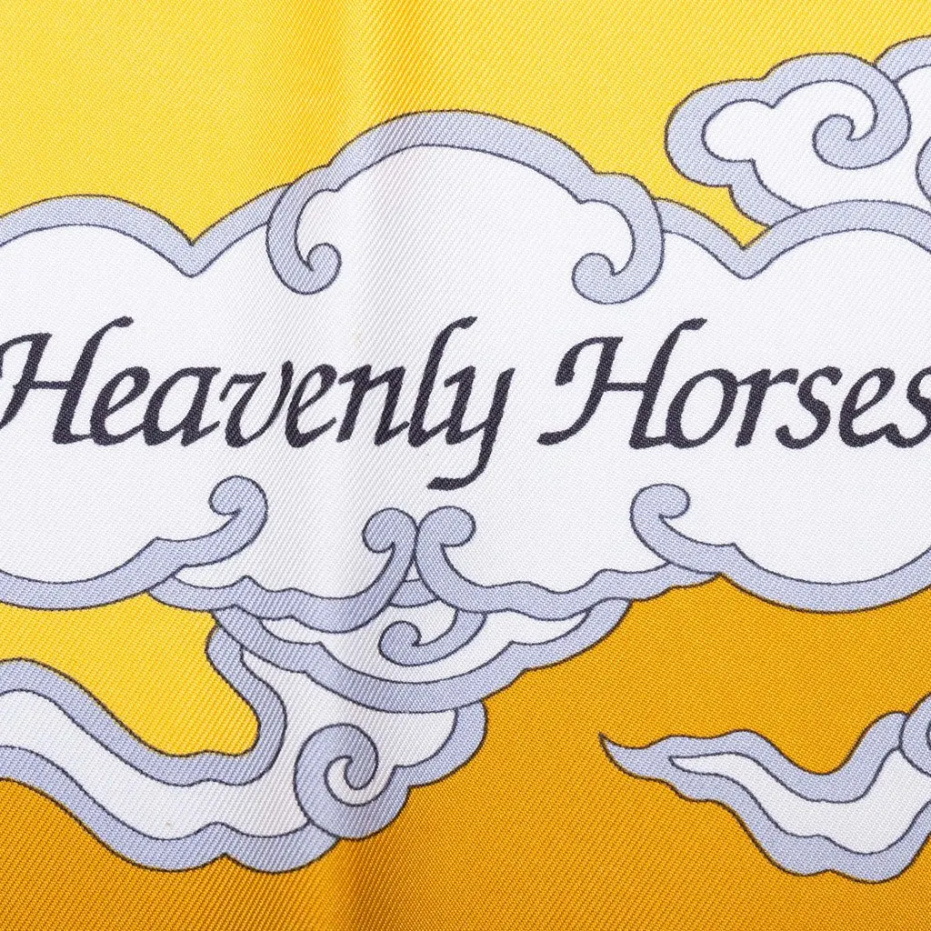 Hermès Heavenly Horses Silk Scarf 90 Yellow Silk Very good - Box View