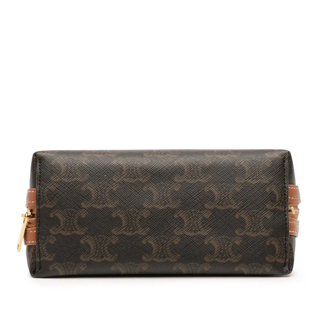 Celine Triomphe Coated Canvas Clutch On Chain Brown Canvas Good - Inside View