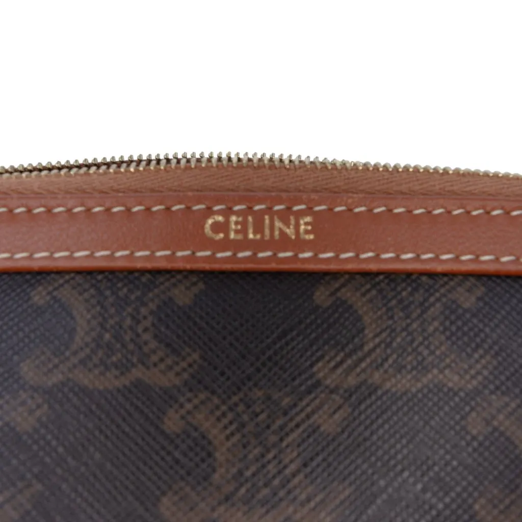 Celine Triomphe Coated Canvas Clutch On Chain Brown Canvas Good - Box View