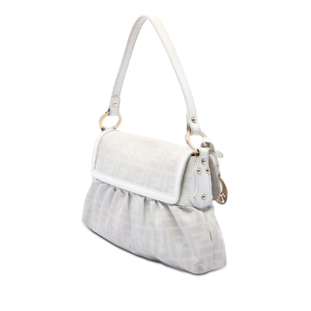 Fendi Small Zucca Coated Canvas Chef Shoulder Bag Brown Very good - Back View