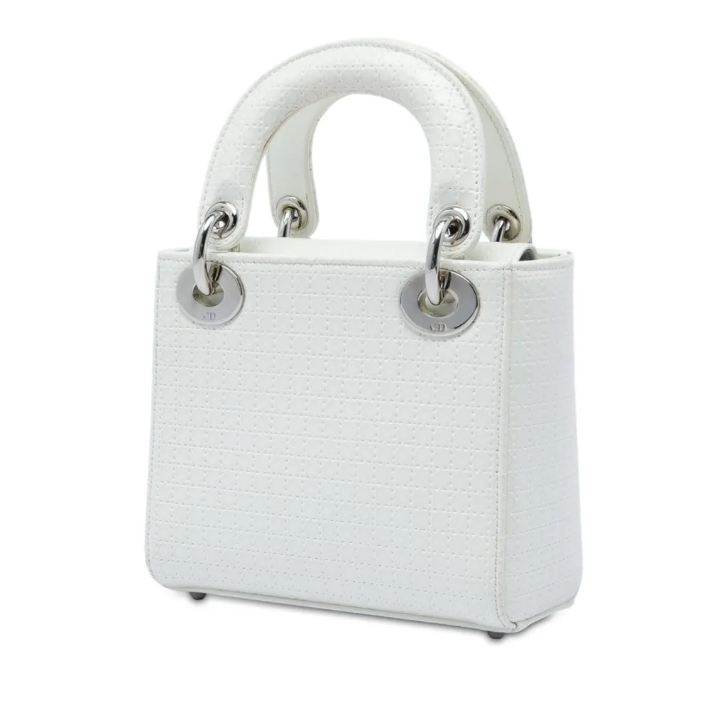Dior Mini Patent Microcannage Lady Dior White Leather Very good - Back View