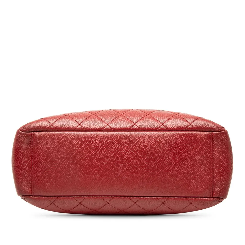 Chanel Caviar Vertical Grand Shopping Tote Red Leather Very good - Inside View