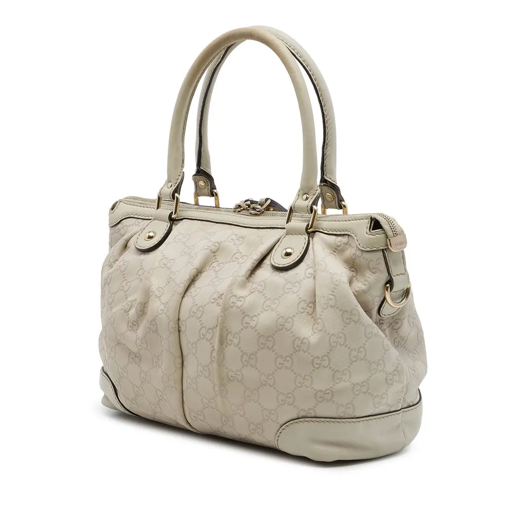 Gucci Guccissima Sukey Satchel White Leather Good - Back View
