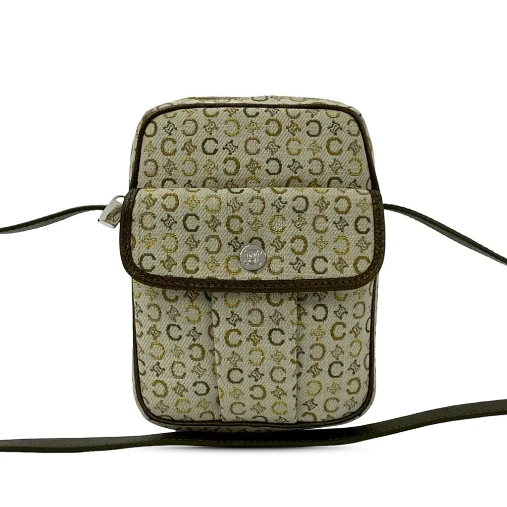 Celine C Macadam Canvas Crossbody Beige Very good - Front View