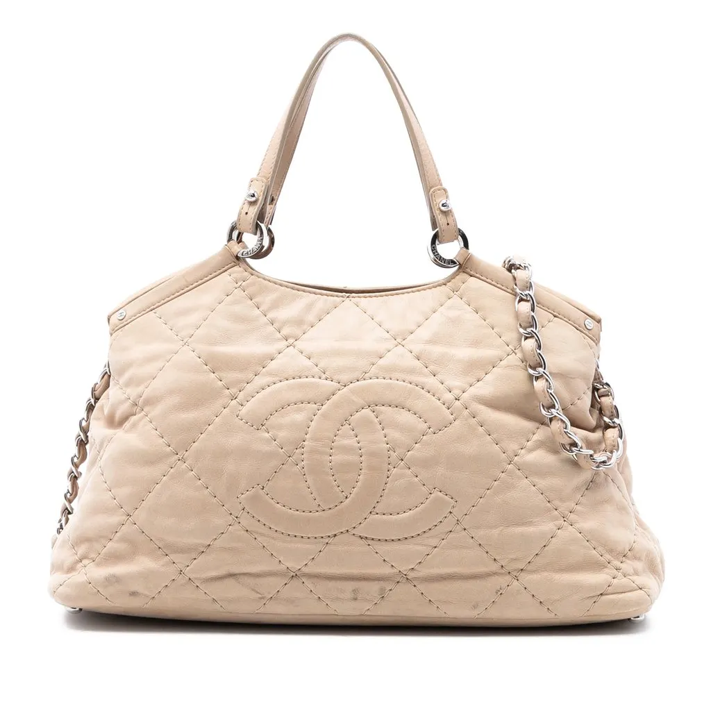 Chanel Small Iridescent Calfskin Sea Hit Tote Beige Leather Very good - Front View