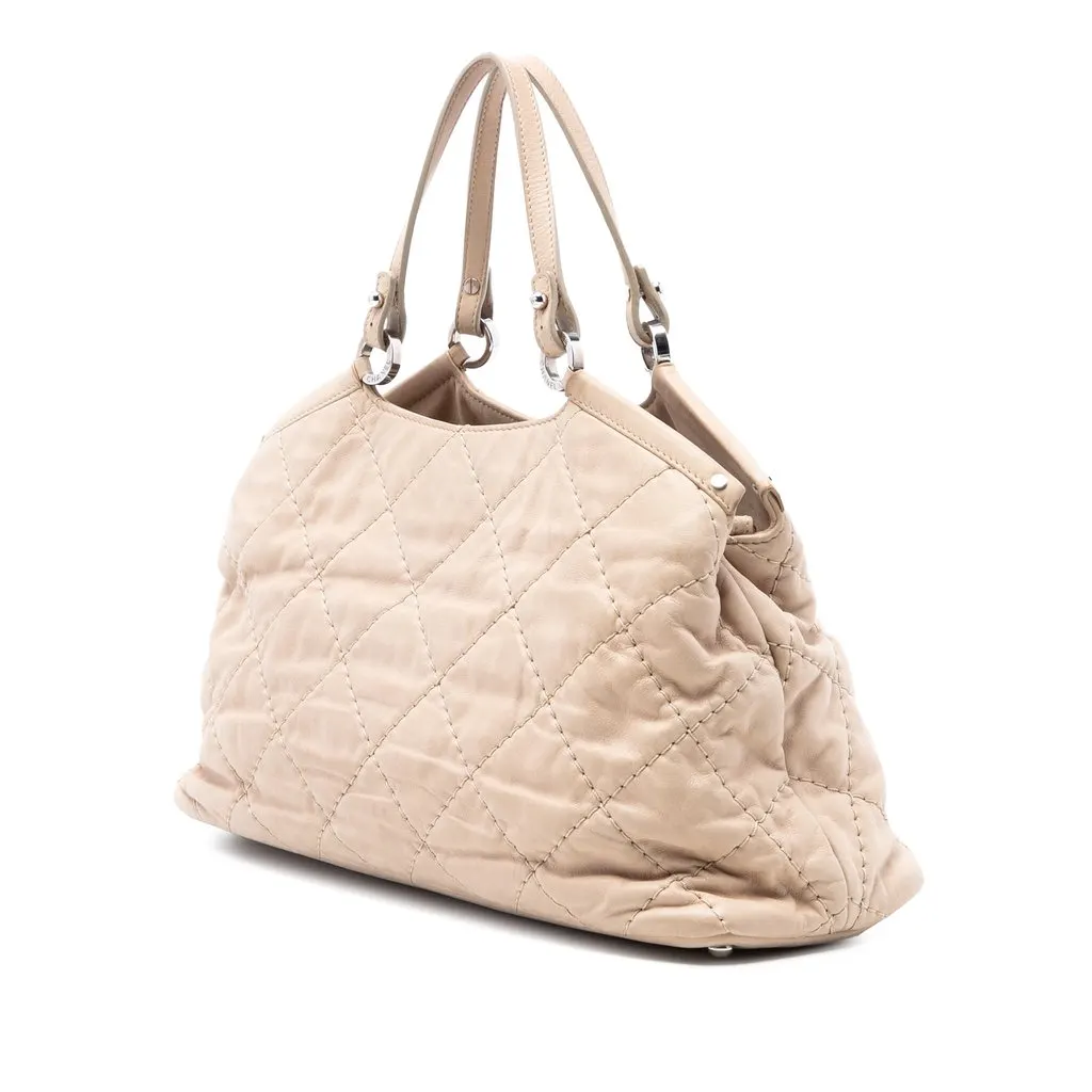 Chanel Small Iridescent Calfskin Sea Hit Tote Beige Leather Very good - Back View