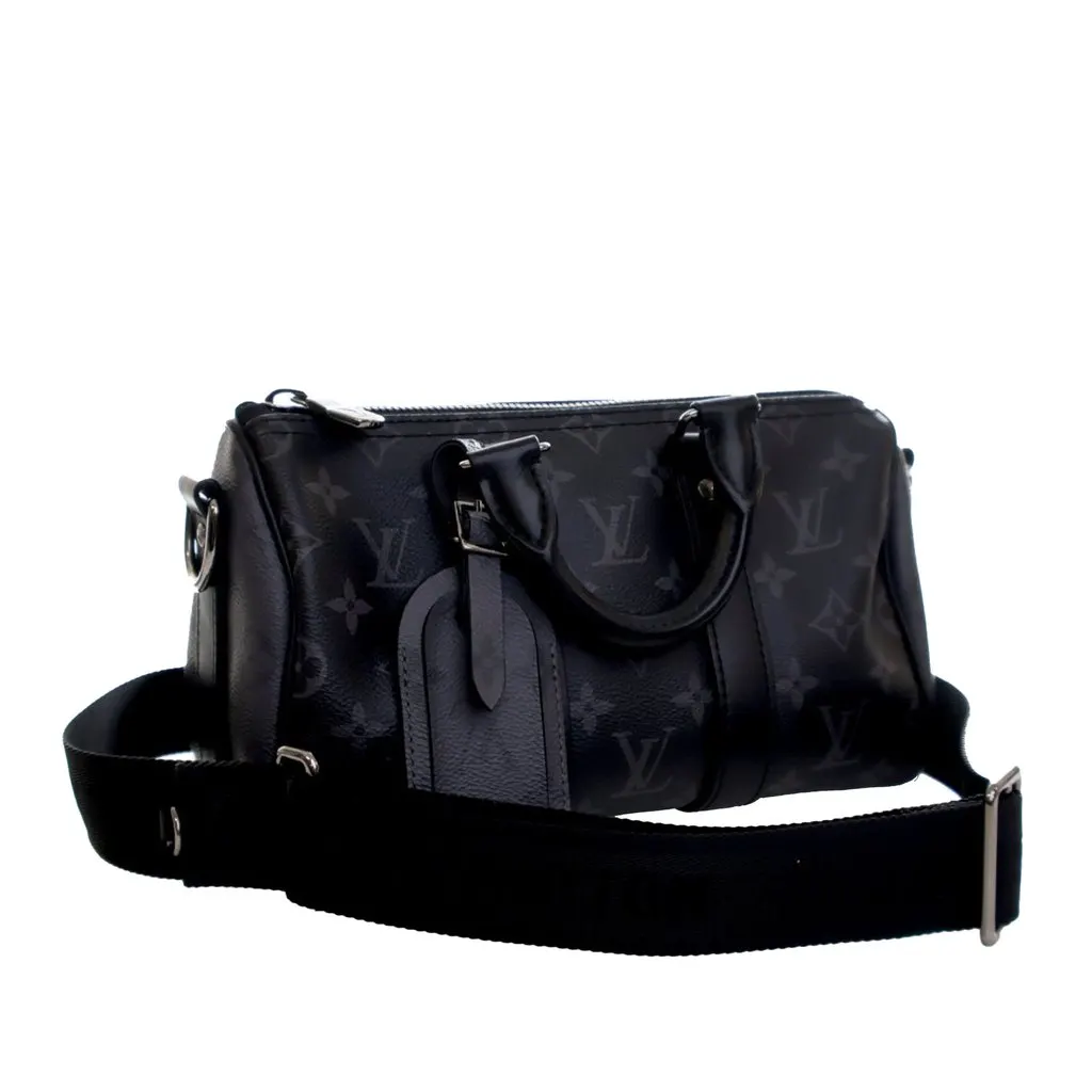 Louis Vuitton Monogram Eclipse Reverse Keepall Bandouliere 25 Black Very good - Back View