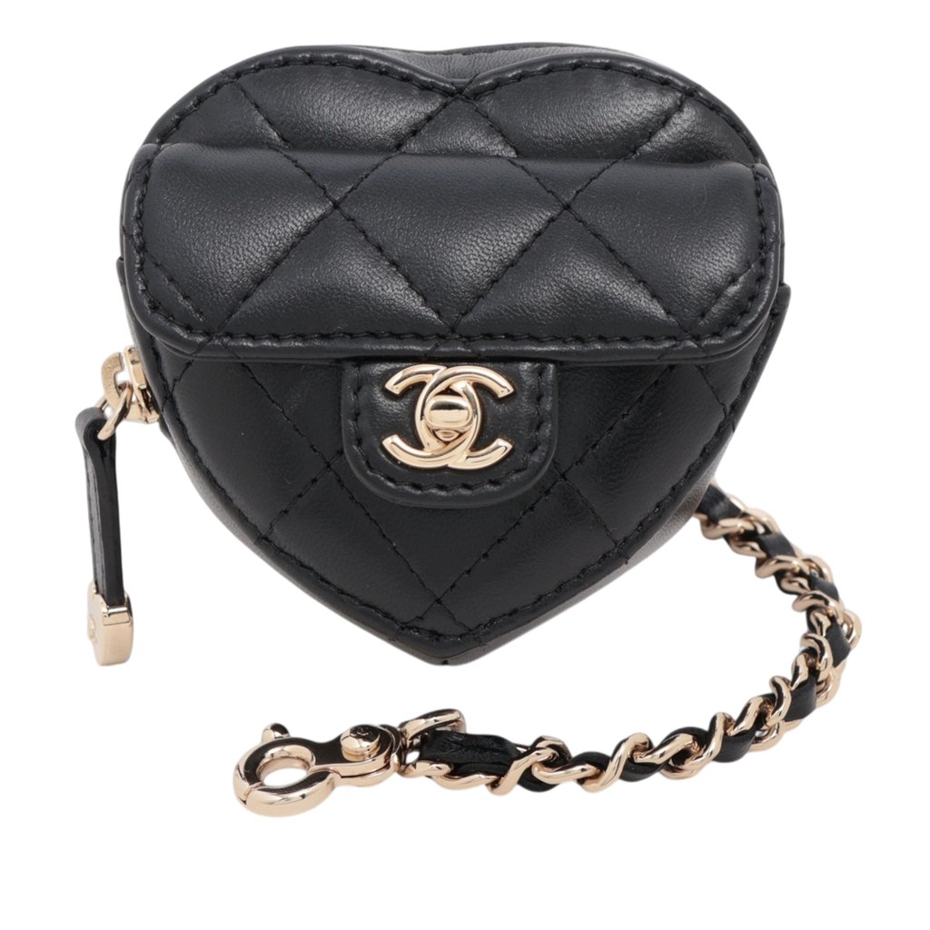 Chanel Mini Lambskin CC in Love Heart Key Chain and Bag Char