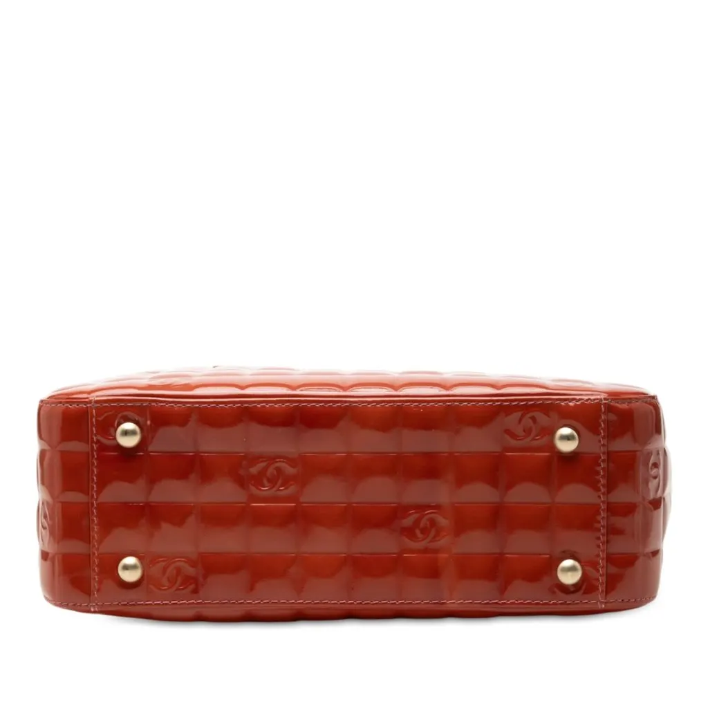 Chanel CC Chocolate Bar Patent Tote Orange Leather Very good - Inside View