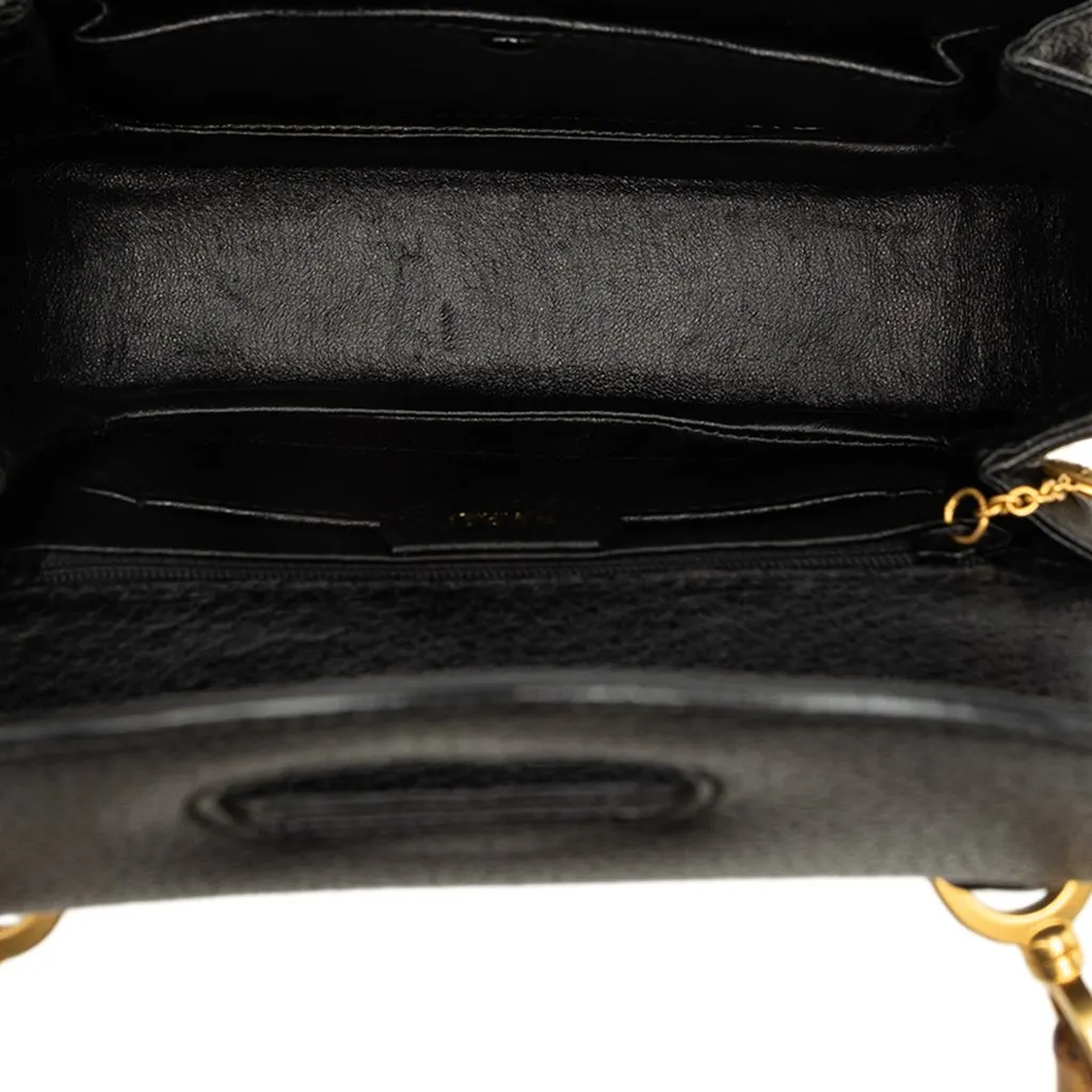 Gucci Small Grained Calfskin Bamboo Night Black Leather Very good - Model View