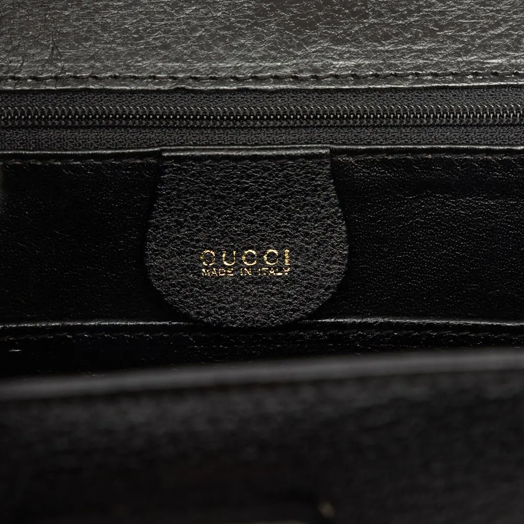 Gucci Small Grained Calfskin Bamboo Night Black Leather Very good - Box View