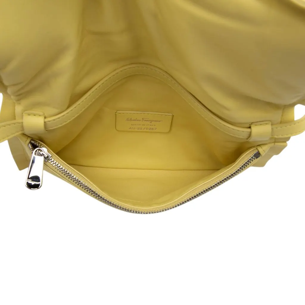 Ferragamo Padded Leather Viva Bow Crossbody Yellow Leather Very good - Model View