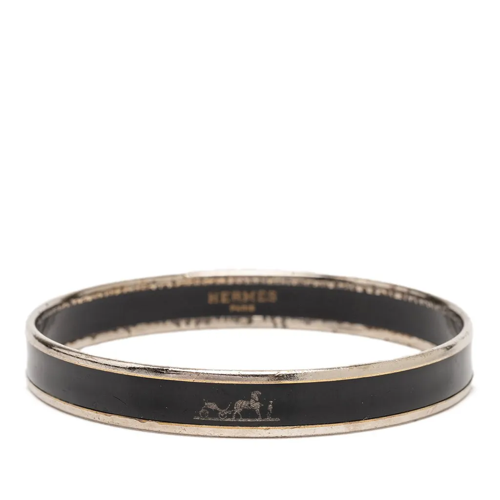 Hermès Narrow Caleche Enamel Bracelet 65 Black Very good - Front View