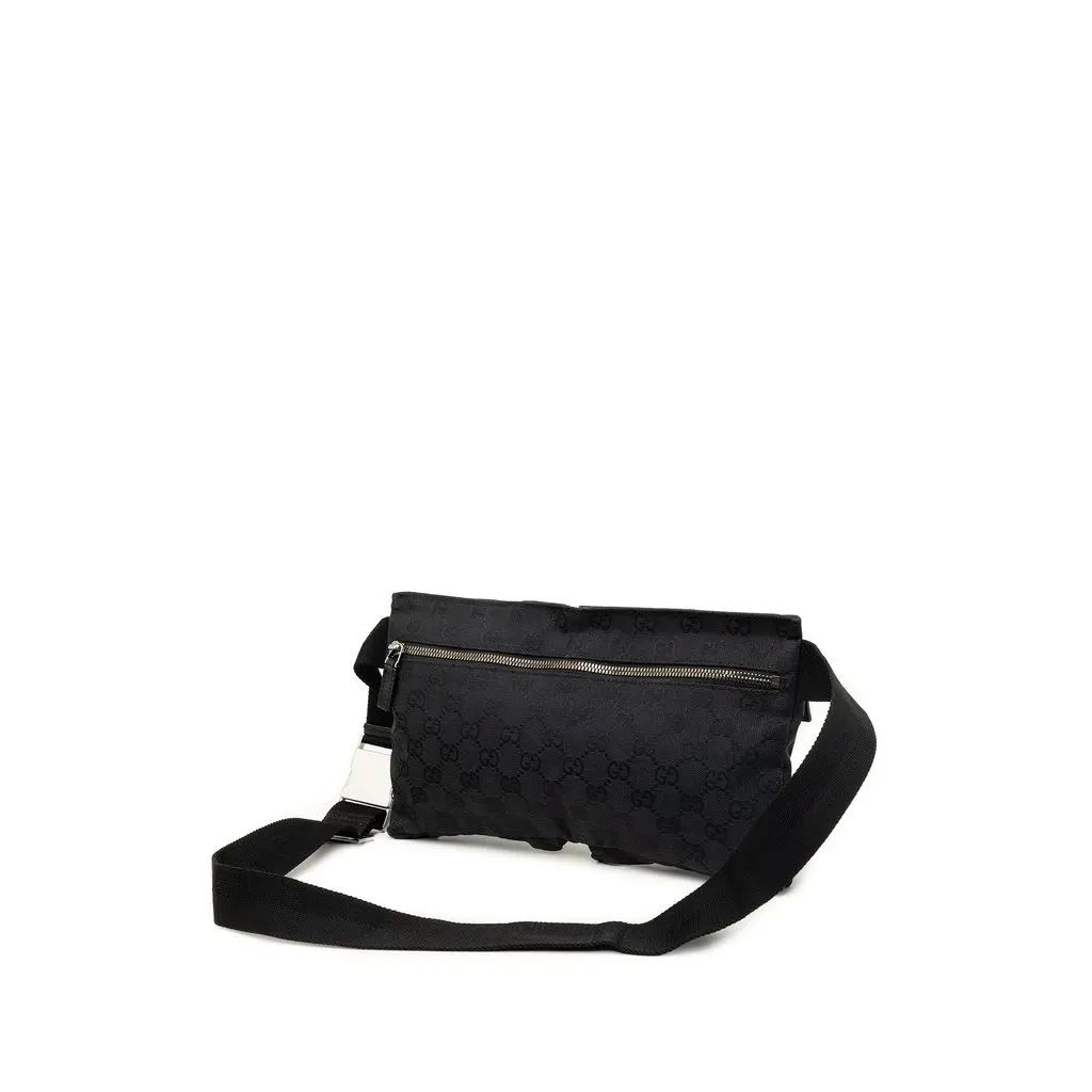 Gucci GG Canvas Double Pocket Belt Bag Black Very good - Back View