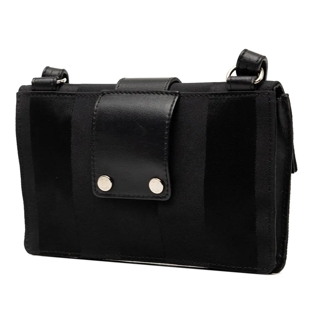 Fendi Pequin Nylon Convertible Baguette Pouch Black Very good - Back View