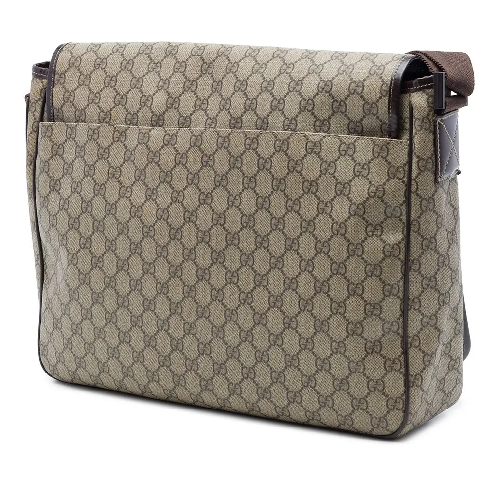 Gucci Large GG Supreme Interlocking G Messenger Bag Beige Very good - Back View