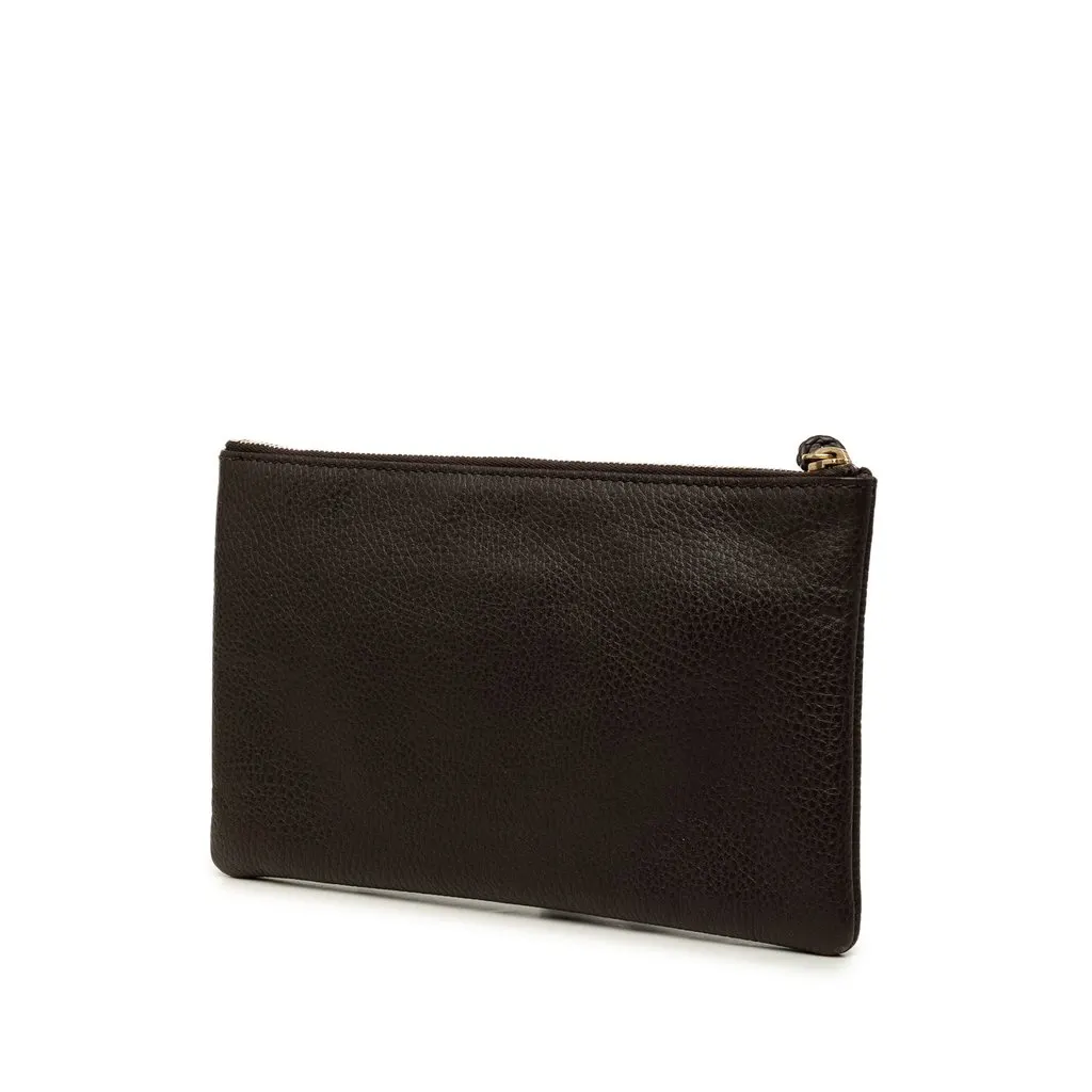 Gucci Calfskin Bamboo Clutch Brown Leather Very good - Back View