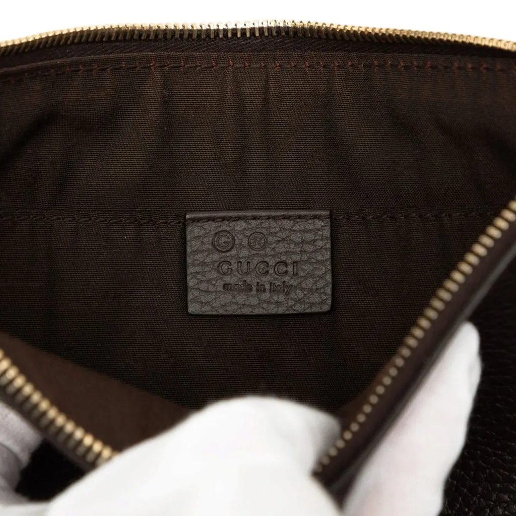 Gucci Calfskin Bamboo Clutch Brown Leather Very good - Box View