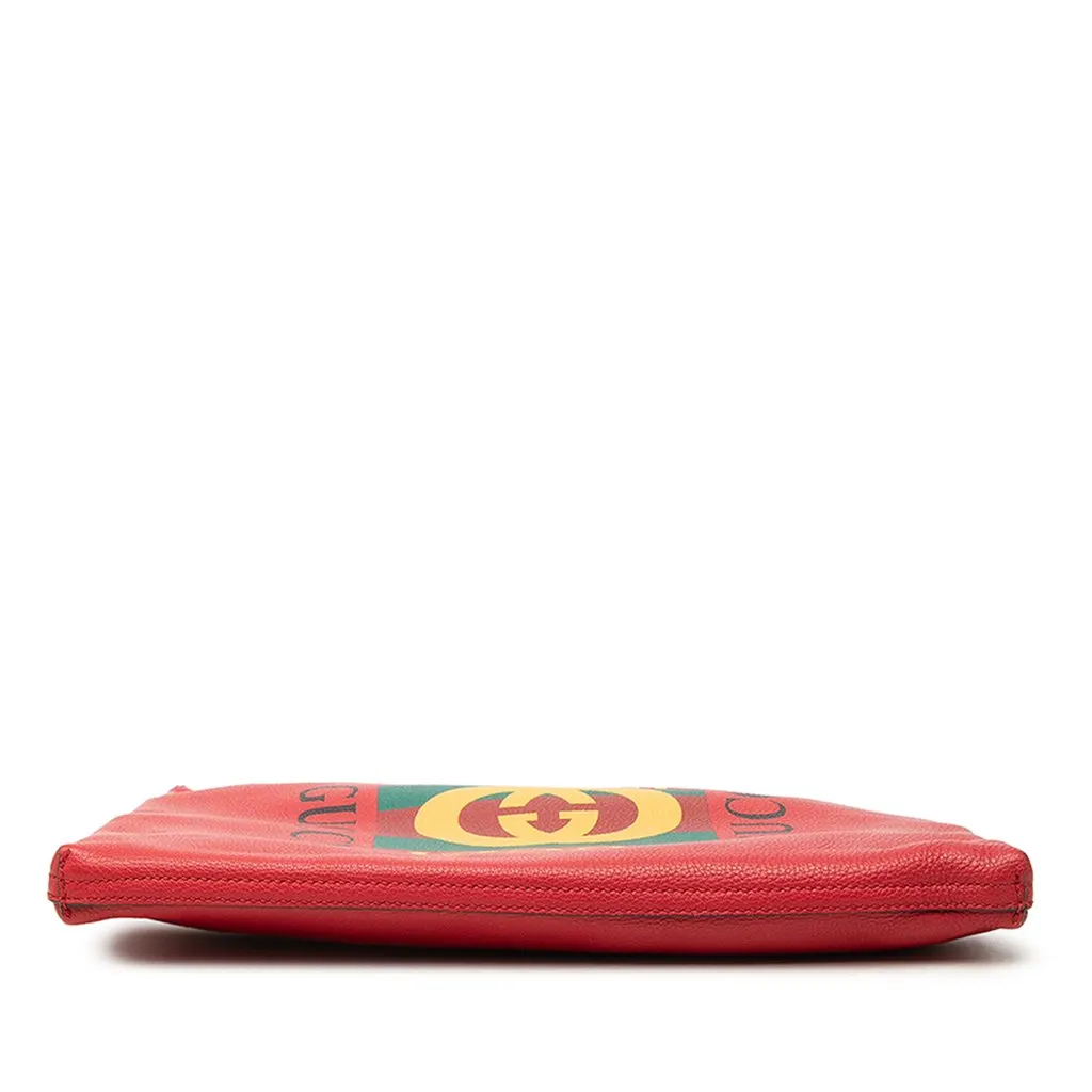 Gucci Medium Calfskin Logo Portfolio Clutch Red Leather Very good - Inside View