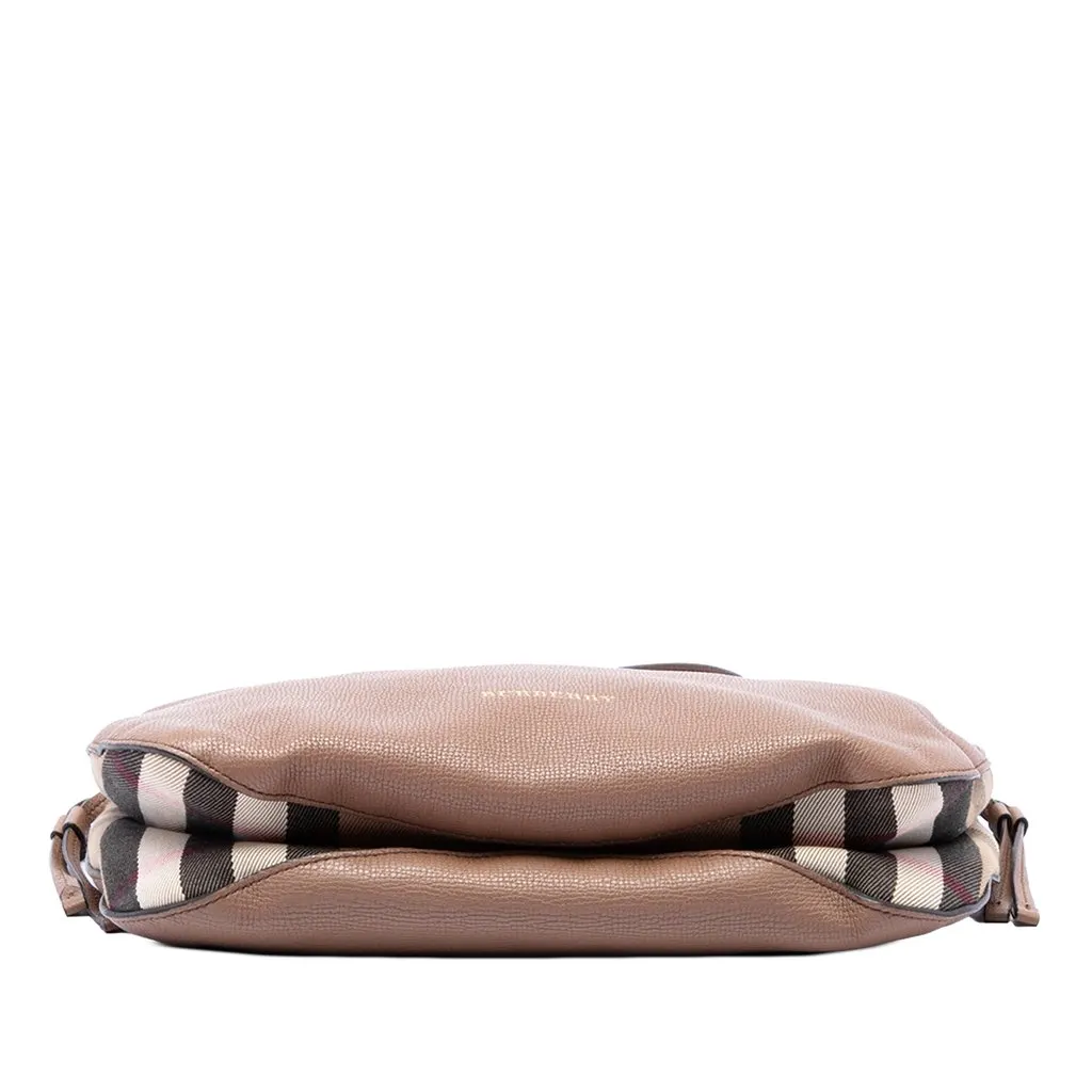 Burberry Small Grained Calfskin and House Check Canvas Bingley Crossbody Brown Leather Good - Inside View