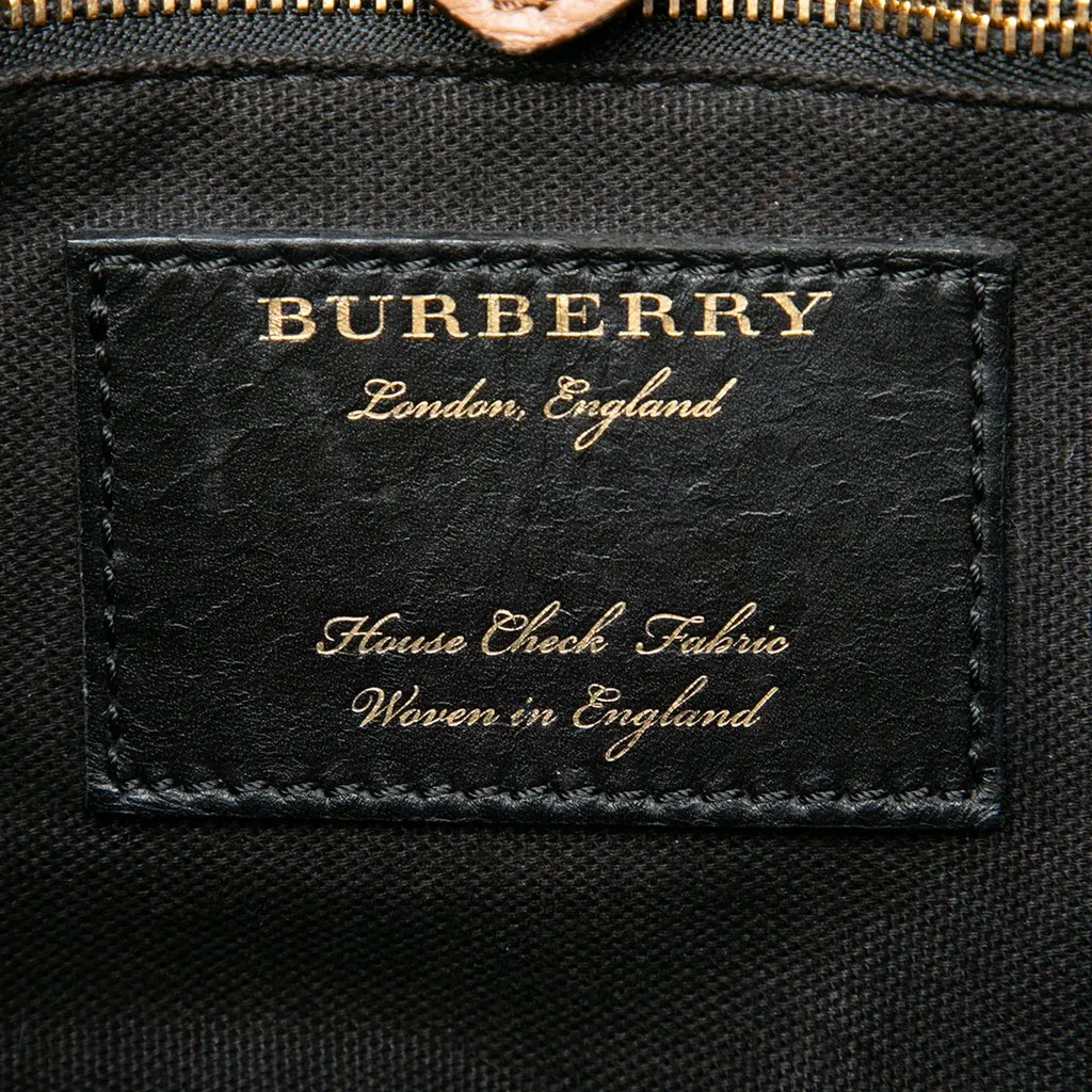 Burberry Small Grained Calfskin and House Check Canvas Bingley Crossbody Brown Leather Good - Box View