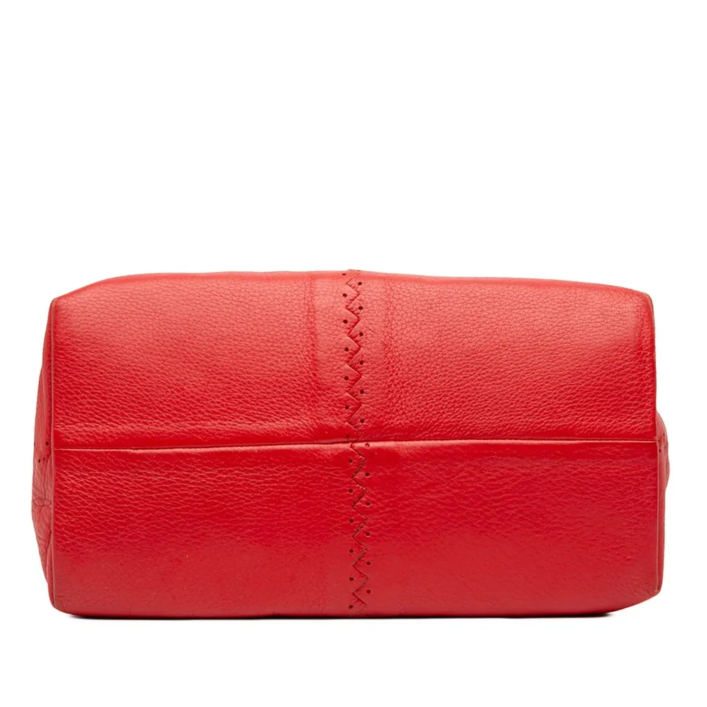 Bottega Veneta Perforated Cervo Stitched Shoulder Bag Red Leather Good - Inside View