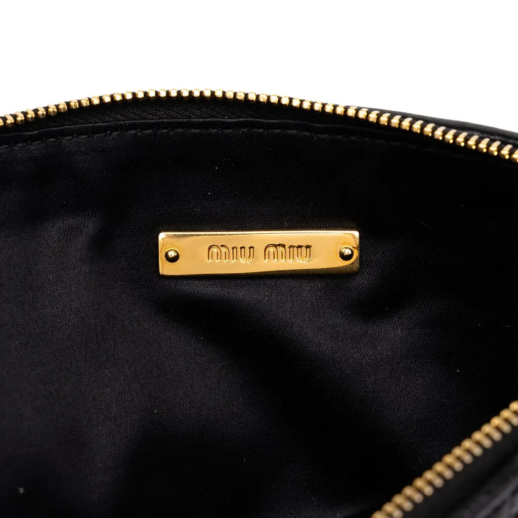 Miu Miu Matelasse Nappa Lux Wristlet Clutch Black Leather Good - Box View