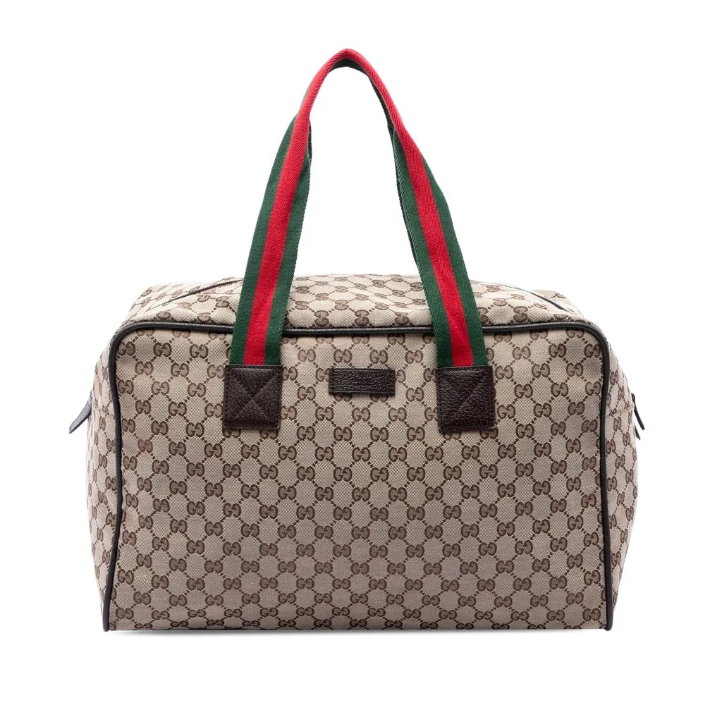 Gucci GG Canvas Web Duffle Bag Beige Canvas Very good - Front View