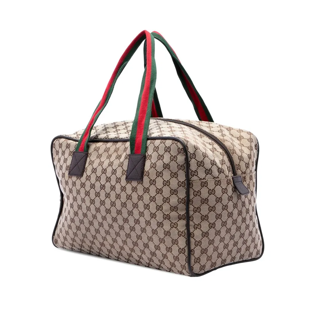Gucci GG Canvas Web Duffle Bag Beige Canvas Very good - Back View