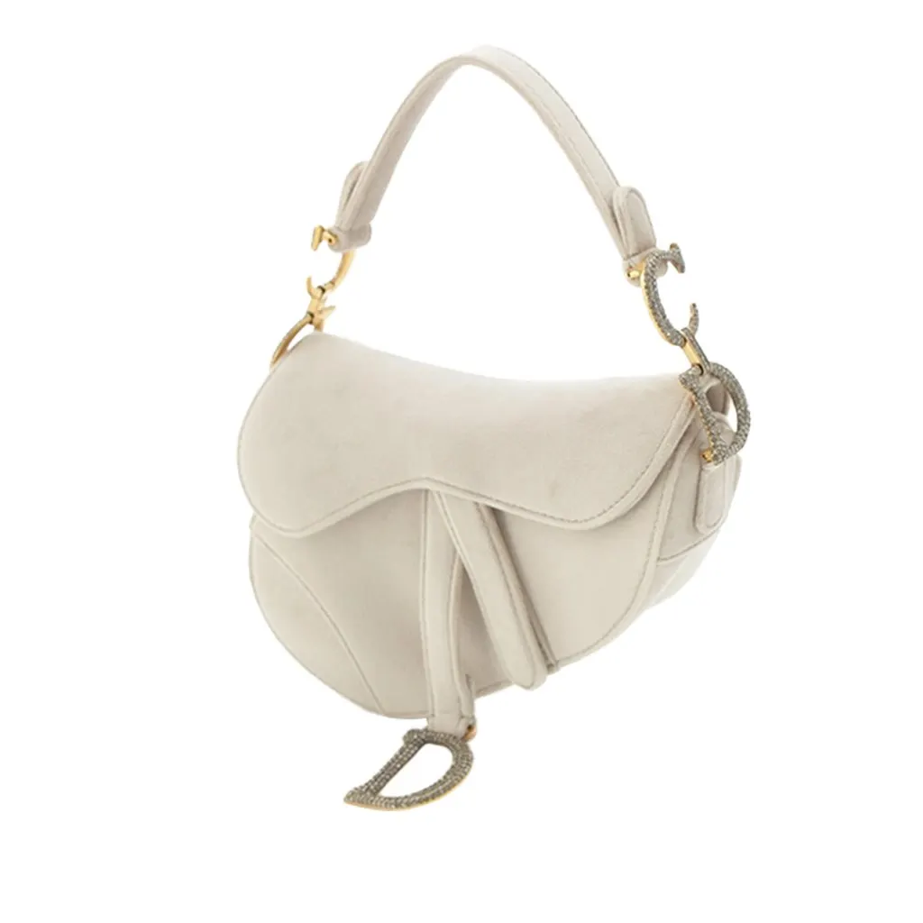 Dior Mini Velvet Crystal Embellished Hardware Saddle Bag MultiColor Very good - Back View
