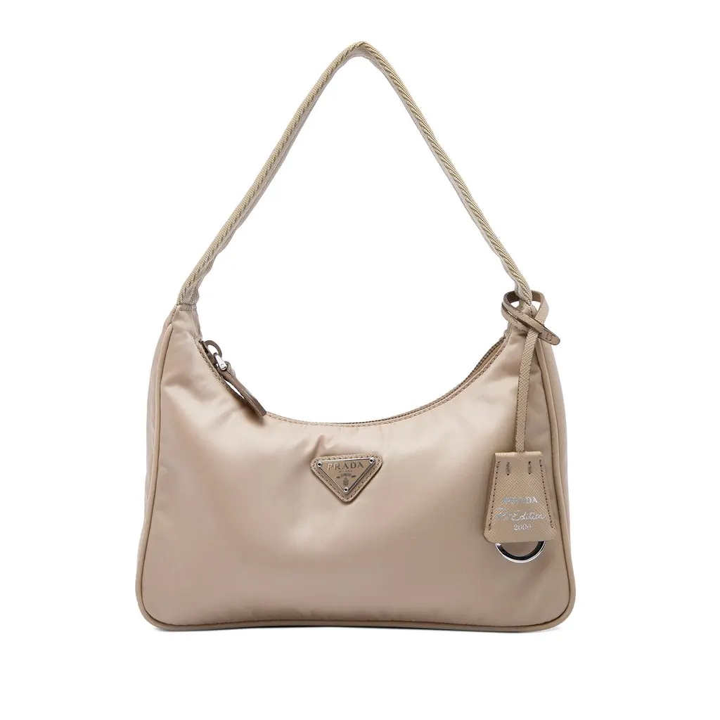 Prada Mini Tessuto Re Edition 2000 Shoulder Bag Beige Polyamide Very good - Front View