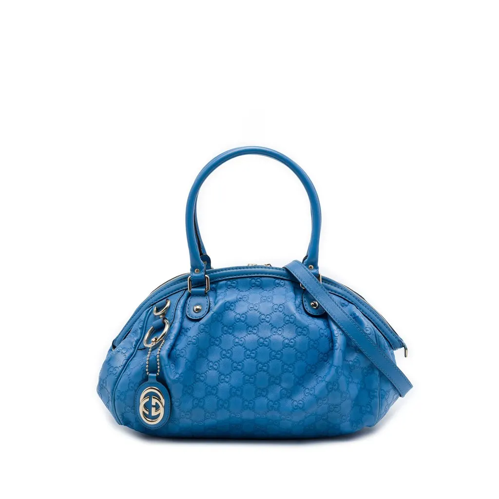Gucci Guccissima Sukey Satchel Blue Leather Very good - Front View