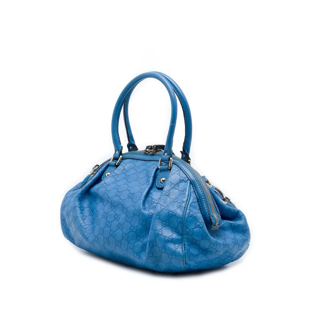 Gucci Guccissima Sukey Satchel Blue Leather Very good - Back View