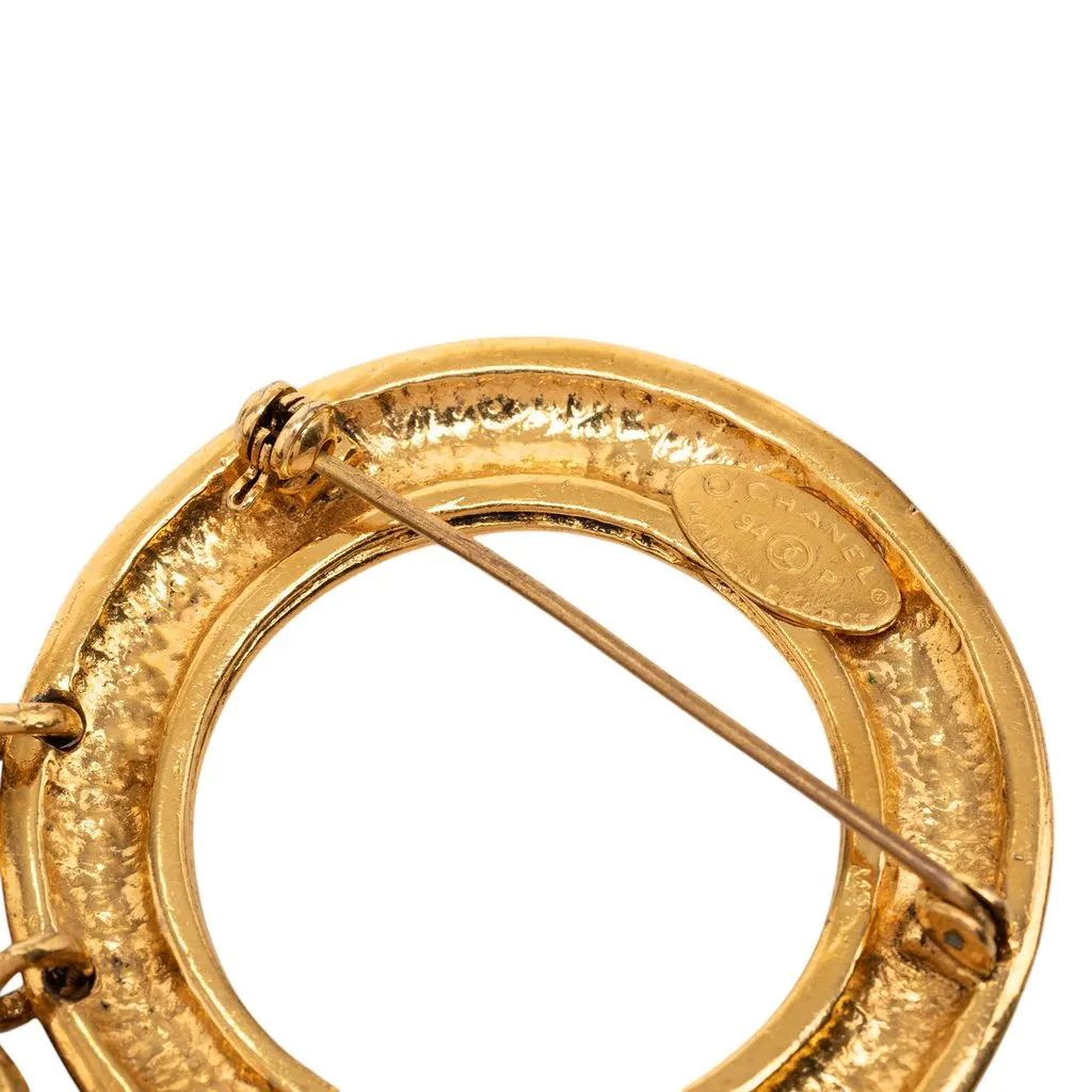 Chanel CC Gold Plated Five Charm Ring Brooch Gold Metal Very good - Inside View