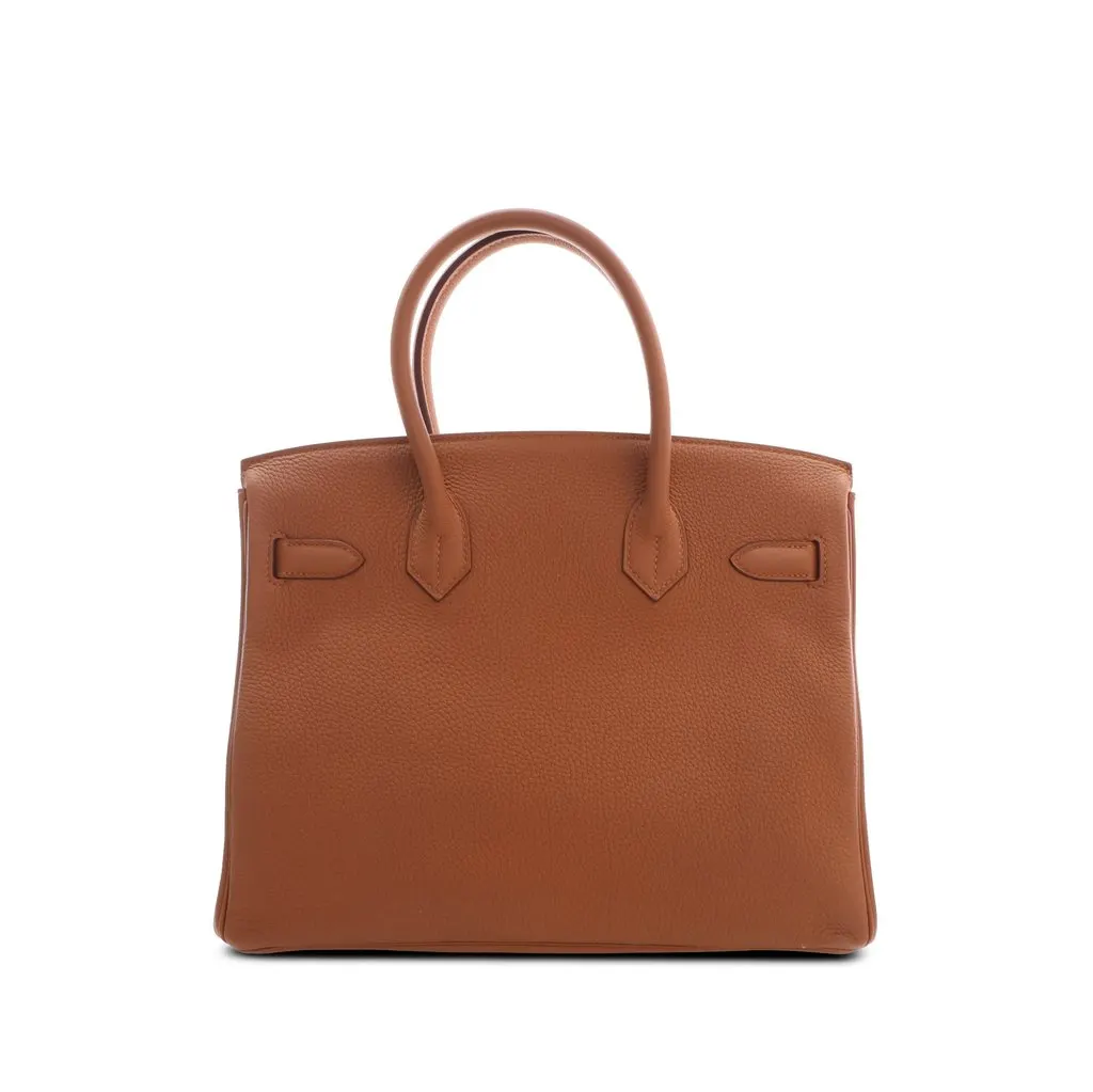 Hermès Togo and Swift Officier Verso Birkin Retourne 30 Brown Leather Very good - Back View