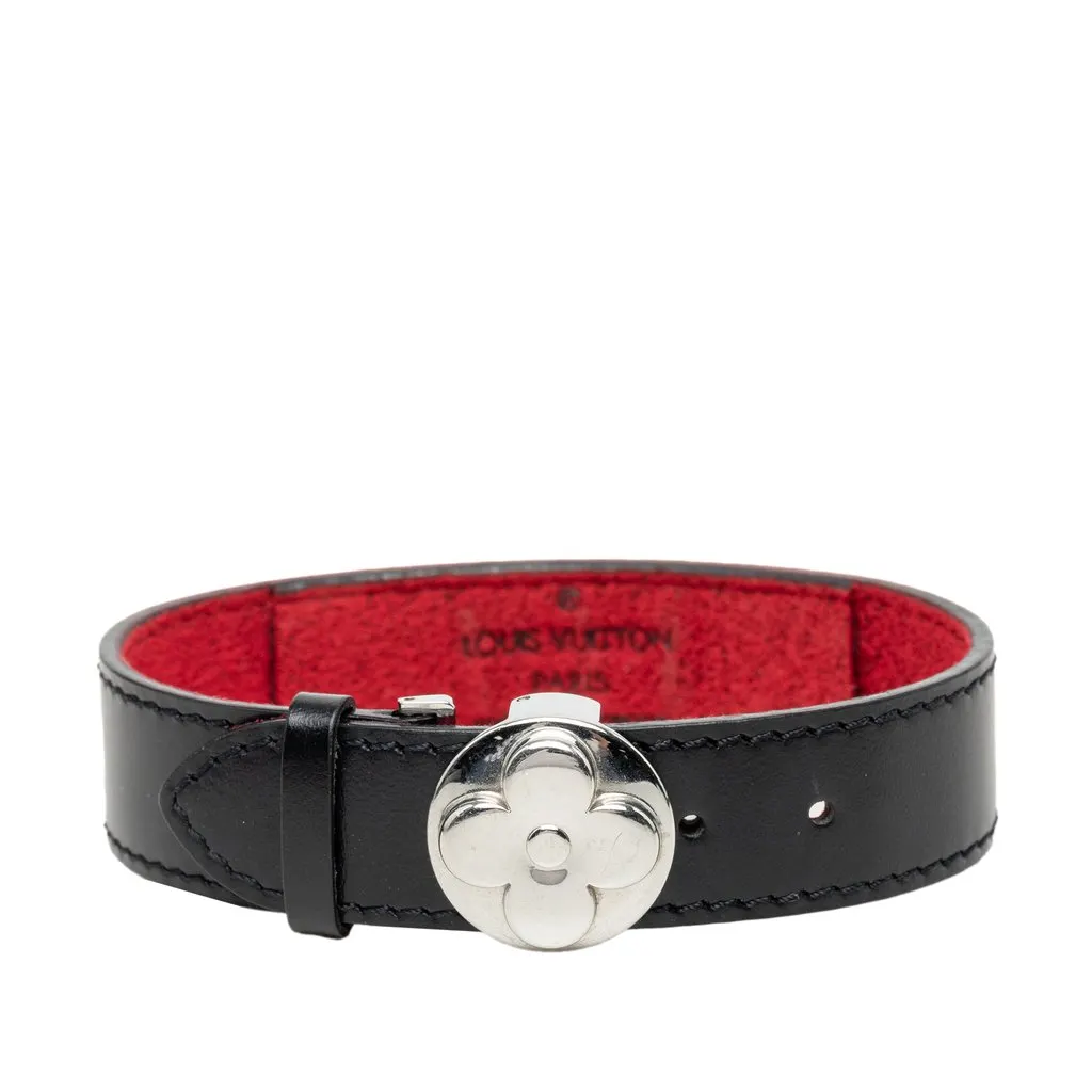 Louis Vuitton Monogram Mat Wish Bracelet Black Leather Good - Front View