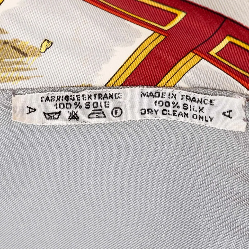 Hermès Les Voitures A Transformation Silk Scarf 90 White Silk Very good - Back View