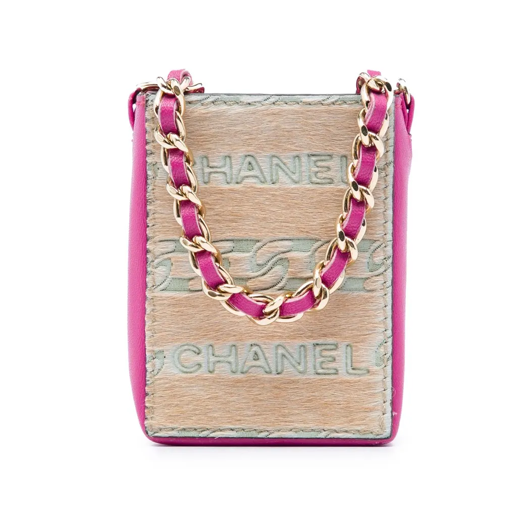 Chanel Lambskin and Pony Hair Cigarette Case Beige Leather Very good - Front View