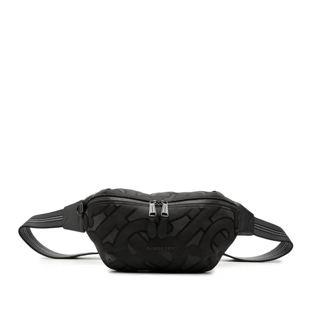 Burberry TB Monogram Nylon Sonny Belt Bag Black Polyamide Very good - Front View