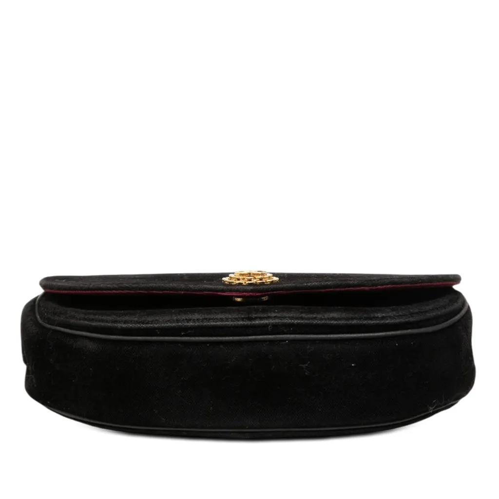 Chanel CC Quilted Velvet Half Moon Flap Black Very good - Inside View