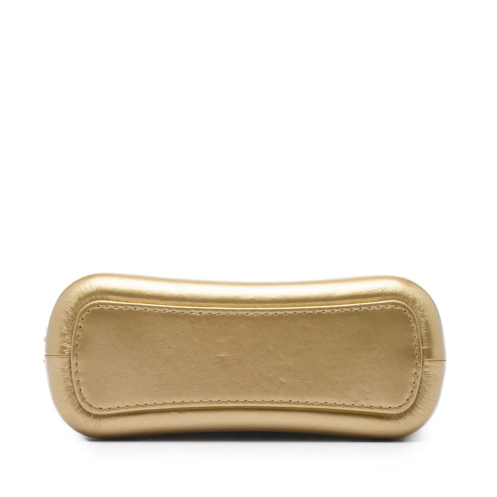 Chanel Small Tweed and Metallic Calfskin Gabrielle Crossbody Gold Tweed Good - Inside View
